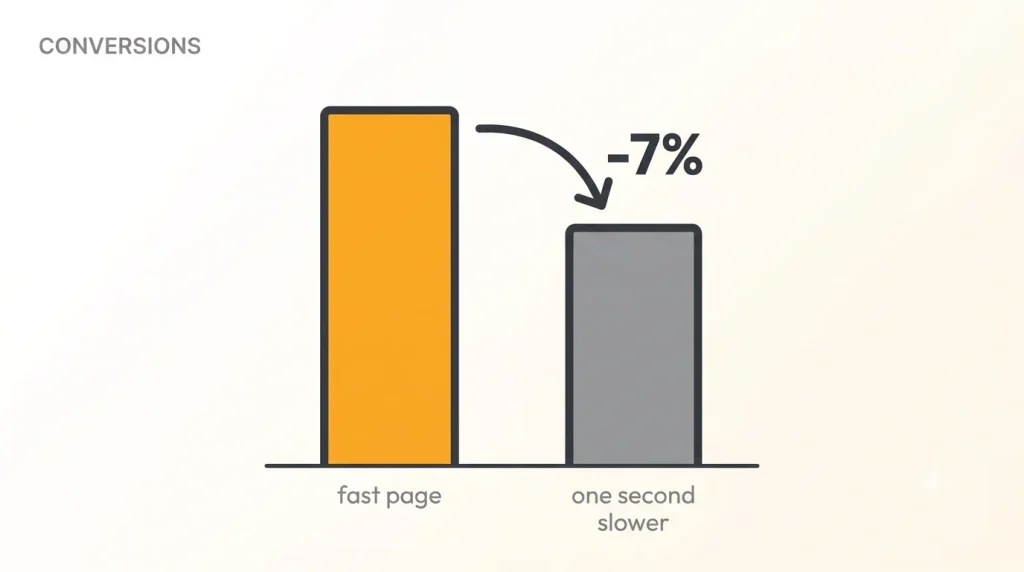 A one second delay in page load time cuts conversions by seven percent