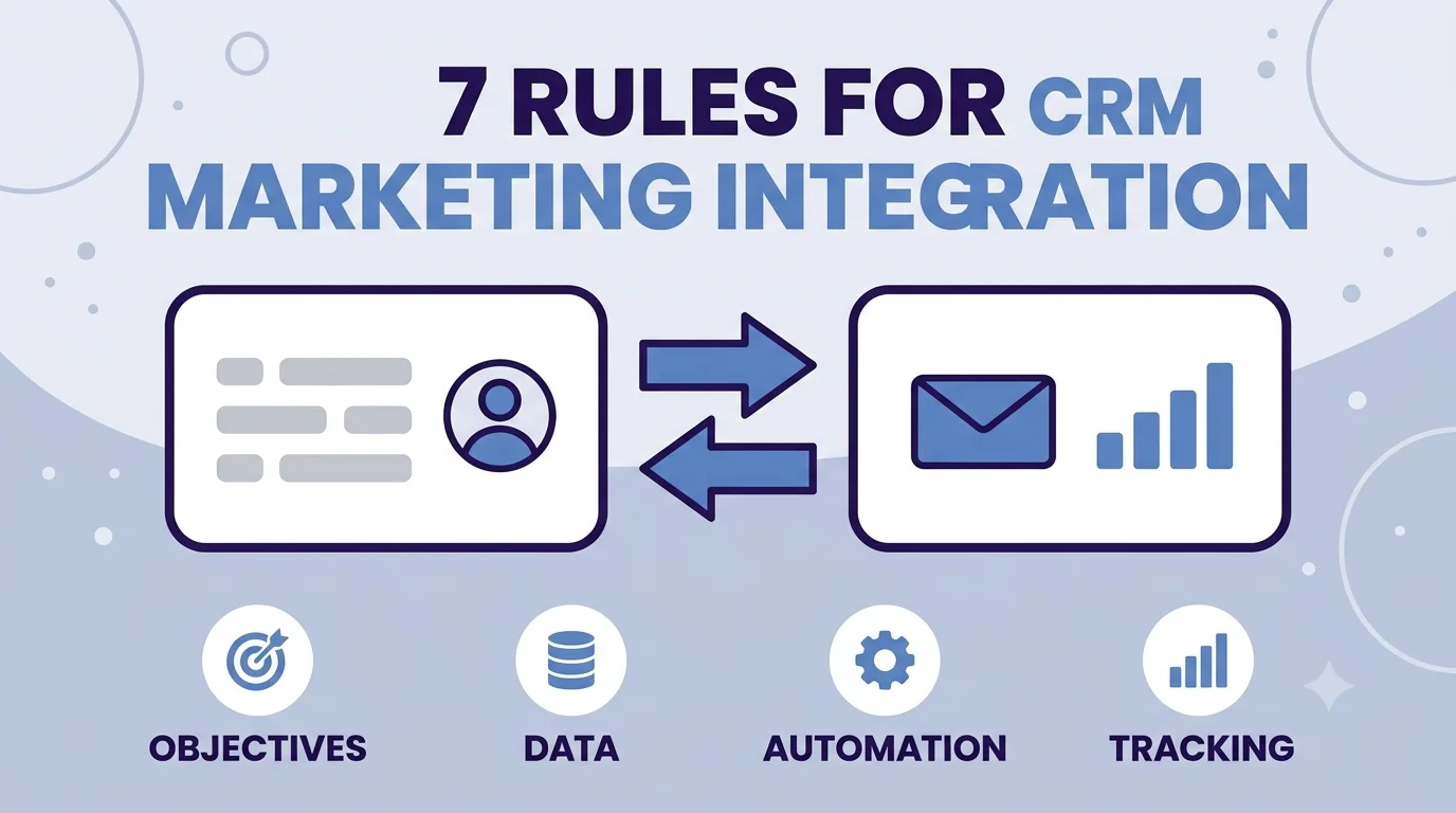 Customer records and marketing tools exchanging data in both directions through a CRM integration