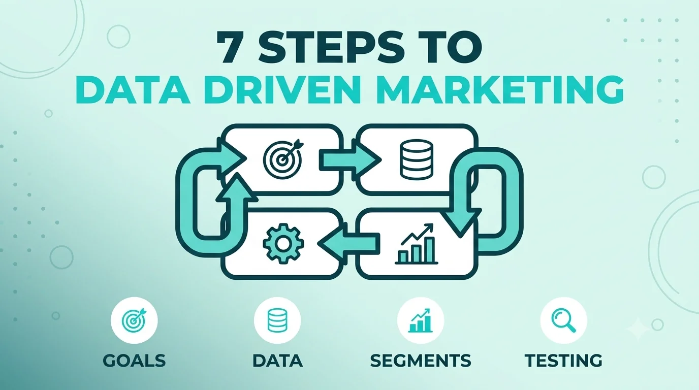 A continuous data driven marketing loop running through goals, data, segments and testing